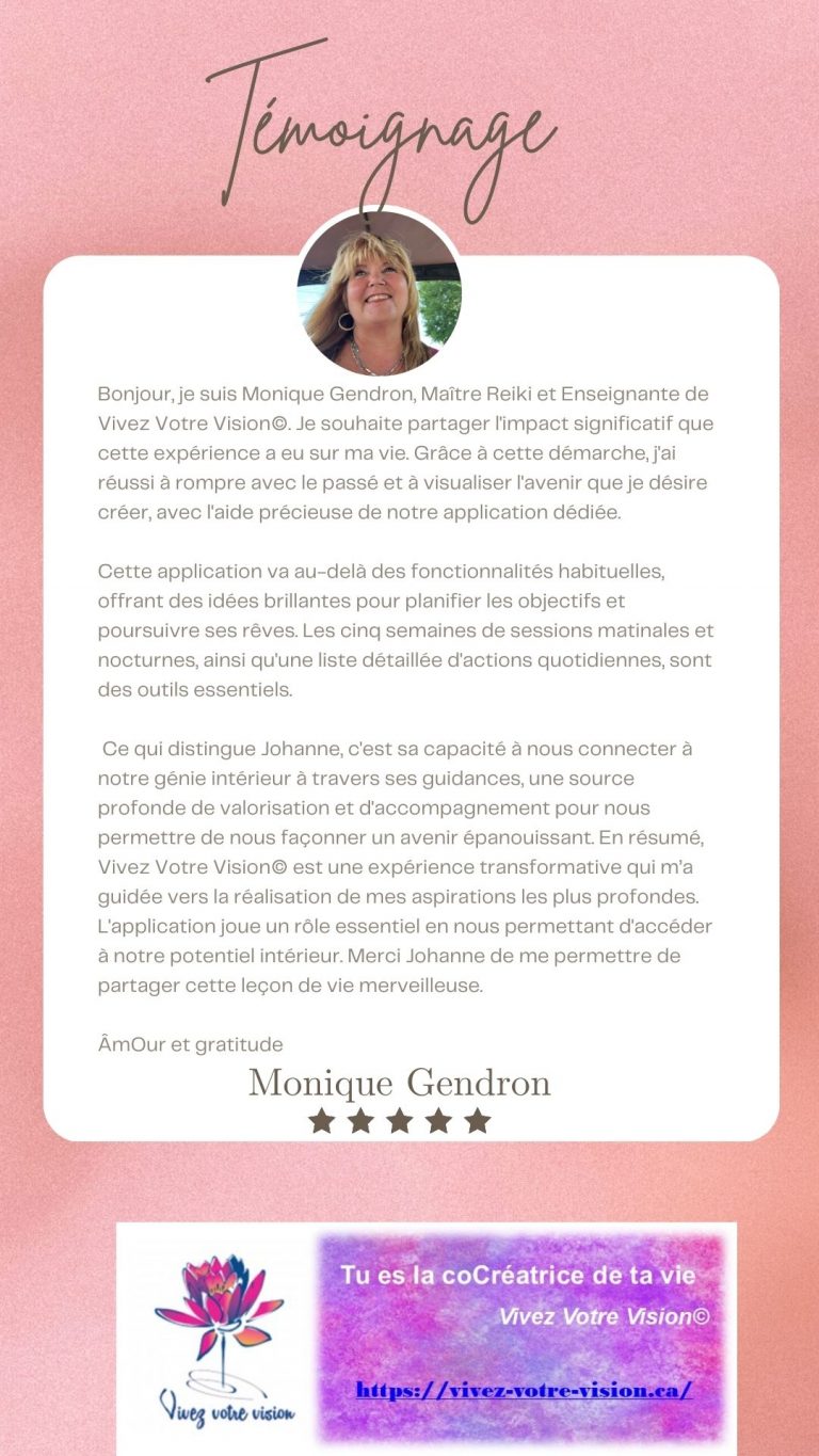 Monique Gendron témoignage